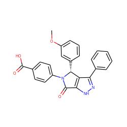 COc1cccc([C@@H]2c3c(-c4ccccc4)n[nH]c3C(=O)N2c2ccc(C(=O)O)cc2)c1 ZINC000008667113