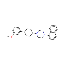 COc1cccc([C@H]2CC[C@@H](N3CCN(c4cccc5ccccc45)CC3)CC2)c1 ZINC000261162211