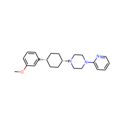 COc1cccc([C@H]2CC[C@@H](N3CCN(c4ccccn4)CC3)CC2)c1 ZINC000100086257