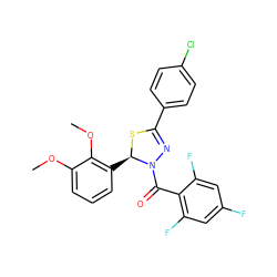 COc1cccc([C@H]2SC(c3ccc(Cl)cc3)=NN2C(=O)c2c(F)cc(F)cc2F)c1OC ZINC000014972814