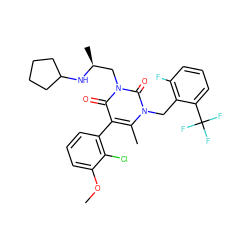 COc1cccc(-c2c(C)n(Cc3c(F)cccc3C(F)(F)F)c(=O)n(C[C@H](C)NC3CCCC3)c2=O)c1Cl ZINC000029045655