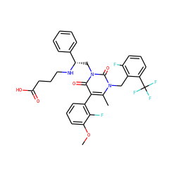 COc1cccc(-c2c(C)n(Cc3c(F)cccc3C(F)(F)F)c(=O)n(C[C@H](NCCCC(=O)O)c3ccccc3)c2=O)c1F ZINC000049888891