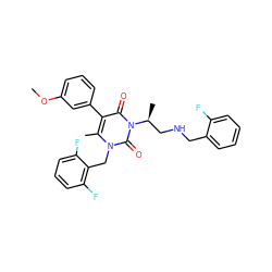 COc1cccc(-c2c(C)n(Cc3c(F)cccc3F)c(=O)n([C@@H](C)CNCc3ccccc3F)c2=O)c1 ZINC000013553302