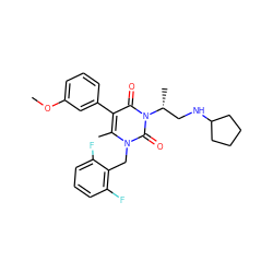 COc1cccc(-c2c(C)n(Cc3c(F)cccc3F)c(=O)n([C@H](C)CNC3CCCC3)c2=O)c1 ZINC000013553297