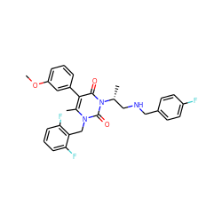 COc1cccc(-c2c(C)n(Cc3c(F)cccc3F)c(=O)n([C@H](C)CNCc3ccc(F)cc3)c2=O)c1 ZINC000013553305