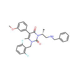 COc1cccc(-c2c(C)n(Cc3c(F)cccc3F)c(=O)n([C@H](C)CNCc3ccccc3)c2=O)c1 ZINC000013553289