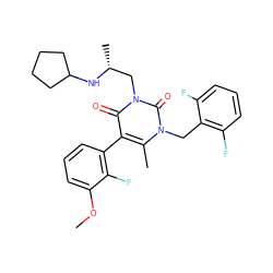 COc1cccc(-c2c(C)n(Cc3c(F)cccc3F)c(=O)n(C[C@@H](C)NC3CCCC3)c2=O)c1F ZINC000029044235