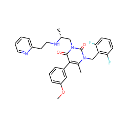 COc1cccc(-c2c(C)n(Cc3c(F)cccc3F)c(=O)n(C[C@@H](C)NCCc3ccccn3)c2=O)c1 ZINC000013553275