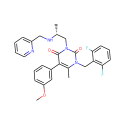 COc1cccc(-c2c(C)n(Cc3c(F)cccc3F)c(=O)n(C[C@@H](C)NCc3ccccn3)c2=O)c1 ZINC000013553277