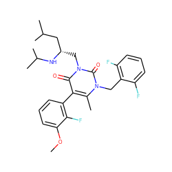 COc1cccc(-c2c(C)n(Cc3c(F)cccc3F)c(=O)n(C[C@@H](CC(C)C)NC(C)C)c2=O)c1F ZINC000013580602