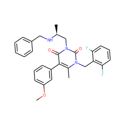 COc1cccc(-c2c(C)n(Cc3c(F)cccc3F)c(=O)n(C[C@H](C)NCc3ccccc3)c2=O)c1 ZINC000013553280