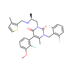 COc1cccc(-c2c(C)n(Cc3c(F)cccc3F)c(=O)n(C[C@H](C)NCc3sccc3C)c2=O)c1F ZINC000028260571