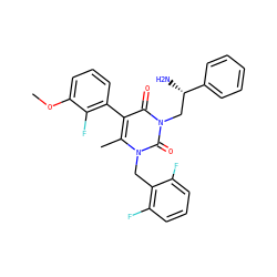 COc1cccc(-c2c(C)n(Cc3c(F)cccc3F)c(=O)n(C[C@H](N)c3ccccc3)c2=O)c1F ZINC000006716969