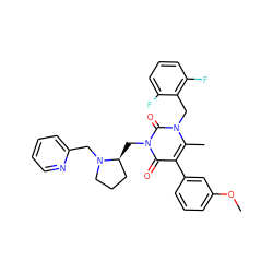 COc1cccc(-c2c(C)n(Cc3c(F)cccc3F)c(=O)n(C[C@H]3CCCN3Cc3ccccn3)c2=O)c1 ZINC000026976379