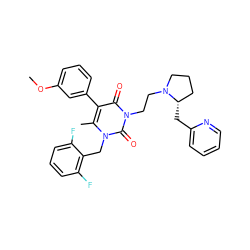 COc1cccc(-c2c(C)n(Cc3c(F)cccc3F)c(=O)n(CCN3CCC[C@@H]3Cc3ccccn3)c2=O)c1 ZINC000026168963