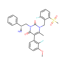 COc1cccc(-c2c(C)n(Cc3c(F)cccc3S(C)(=O)=O)c(=O)n(C[C@H](N)c3ccccc3)c2=O)c1F ZINC000044403935