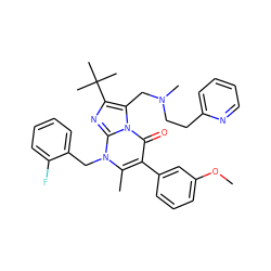 COc1cccc(-c2c(C)n(Cc3ccccc3F)c3nc(C(C)(C)C)c(CN(C)CCc4ccccn4)n3c2=O)c1 ZINC000029466904