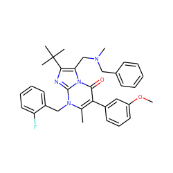 COc1cccc(-c2c(C)n(Cc3ccccc3F)c3nc(C(C)(C)C)c(CN(C)Cc4ccccc4)n3c2=O)c1 ZINC000053244634