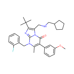 COc1cccc(-c2c(C)n(Cc3ccccc3F)c3nc(C(C)(C)C)c(CNCC4CCCC4)n3c2=O)c1 ZINC000029478202