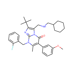 COc1cccc(-c2c(C)n(Cc3ccccc3F)c3nc(C(C)(C)C)c(CNCC4CCCCC4)n3c2=O)c1 ZINC000029471006