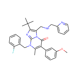 COc1cccc(-c2c(C)n(Cc3ccccc3F)c3nc(C(C)(C)C)c(CNCc4ccccn4)n3c2=O)c1 ZINC000096300995