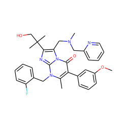 COc1cccc(-c2c(C)n(Cc3ccccc3F)c3nc(C(C)(C)CO)c(CN(C)Cc4ccccn4)n3c2=O)c1 ZINC000096300997