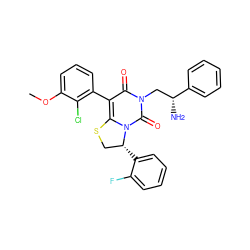 COc1cccc(-c2c3n(c(=O)n(C[C@@H](N)c4ccccc4)c2=O)[C@H](c2ccccc2F)CS3)c1Cl ZINC000028135315