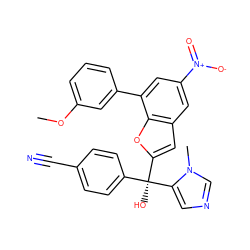 COc1cccc(-c2cc([N+](=O)[O-])cc3cc([C@](O)(c4ccc(C#N)cc4)c4cncn4C)oc23)c1 ZINC000040409148