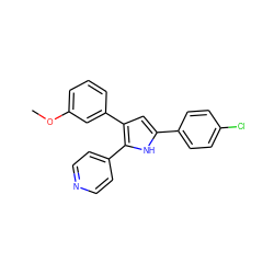 COc1cccc(-c2cc(-c3ccc(Cl)cc3)[nH]c2-c2ccncc2)c1 ZINC000027730618