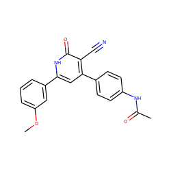 COc1cccc(-c2cc(-c3ccc(NC(C)=O)cc3)c(C#N)c(=O)[nH]2)c1 ZINC000299868843