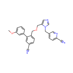 COc1cccc(-c2cc(C#N)ccc2COCc2cncn2Cc2ccc(C#N)nc2)c1 ZINC000028389399