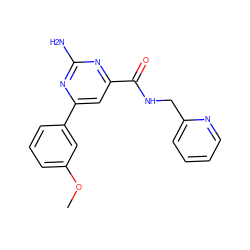 COc1cccc(-c2cc(C(=O)NCc3ccccn3)nc(N)n2)c1 ZINC000045339713