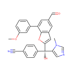 COc1cccc(-c2cc(C=O)cc3cc([C@](O)(c4ccc(C#N)cc4)c4cncn4C)oc23)c1 ZINC000040848823