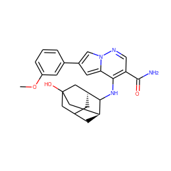 COc1cccc(-c2cc3c(NC4[C@H]5CC6C[C@H]4CC(O)(C6)C5)c(C(N)=O)cnn3c2)c1 ZINC000146096554