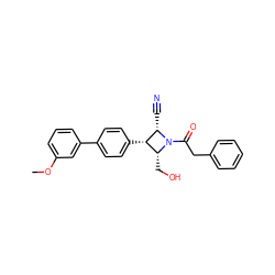 COc1cccc(-c2ccc([C@H]3[C@@H](CO)N(C(=O)Cc4ccccc4)[C@H]3C#N)cc2)c1 ZINC000095598920