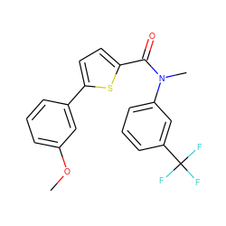 COc1cccc(-c2ccc(C(=O)N(C)c3cccc(C(F)(F)F)c3)s2)c1 ZINC000095583461