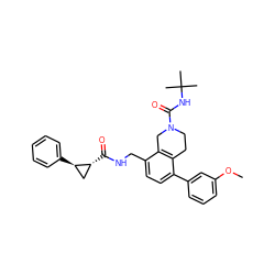 COc1cccc(-c2ccc(CNC(=O)[C@@H]3C[C@H]3c3ccccc3)c3c2CCN(C(=O)NC(C)(C)C)C3)c1 ZINC000653762402