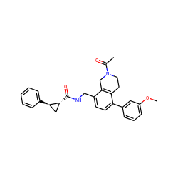 COc1cccc(-c2ccc(CNC(=O)[C@@H]3C[C@H]3c3ccccc3)c3c2CCN(C(C)=O)C3)c1 ZINC000653762395