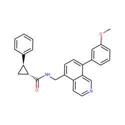 COc1cccc(-c2ccc(CNC(=O)[C@@H]3C[C@H]3c3ccccc3)c3ccncc23)c1 ZINC000653762373