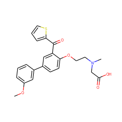 COc1cccc(-c2ccc(OCCN(C)CC(=O)O)c(C(=O)c3cccs3)c2)c1 ZINC000028958295