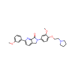 COc1cccc(-c2ccc3c(n2)C(=O)N(c2ccc(OCCN4CCCC4)c(OC)c2)C3)c1 ZINC000095592088