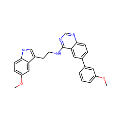 COc1cccc(-c2ccc3ncnc(NCCc4c[nH]c5ccc(OC)cc45)c3c2)c1 ZINC000004265134
