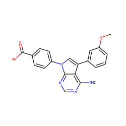 COc1cccc(-c2cn(-c3ccc(C(=O)O)cc3)c3ncnc(N)c23)c1 ZINC000013538678