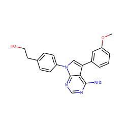 COc1cccc(-c2cn(-c3ccc(CCO)cc3)c3ncnc(N)c23)c1 ZINC000013538655