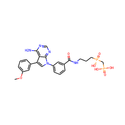 COc1cccc(-c2cn(-c3cccc(C(=O)NCCC[P@](=O)(O)CP(=O)(O)O)c3)c3ncnc(N)c23)c1 ZINC000026827883