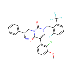 COc1cccc(-c2cn(Cc3c(F)cccc3C(F)(F)F)c(=O)n(C[C@H](N)c3ccccc3)c2=O)c1Cl ZINC000014209611