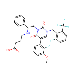 COc1cccc(-c2cn(Cc3c(F)cccc3C(F)(F)F)c(=O)n(C[C@H](NCCCC(=O)O)c3ccccc3)c2=O)c1F ZINC000006744501