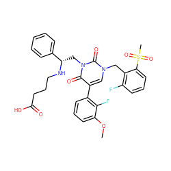 COc1cccc(-c2cn(Cc3c(F)cccc3S(C)(=O)=O)c(=O)n(C[C@H](NCCCC(=O)O)c3ccccc3)c2=O)c1F ZINC000044352107