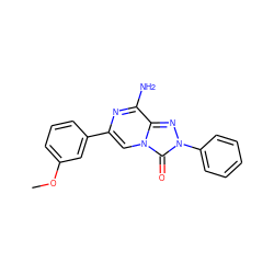 COc1cccc(-c2cn3c(=O)n(-c4ccccc4)nc3c(N)n2)c1 ZINC001772584688