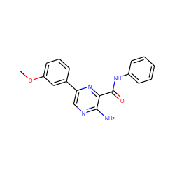 COc1cccc(-c2cnc(N)c(C(=O)Nc3ccccc3)n2)c1 ZINC000071329084